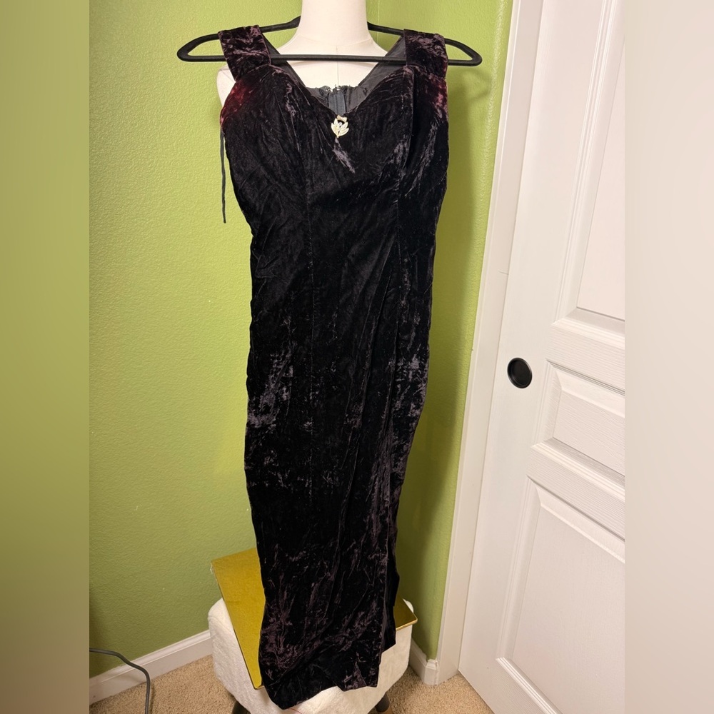 Alfred Angelo Black Velvet Gown with slit